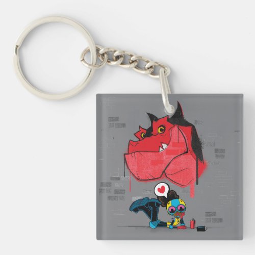 Moon Girl and Devil Dinosaur Graffiti Painting Keychain