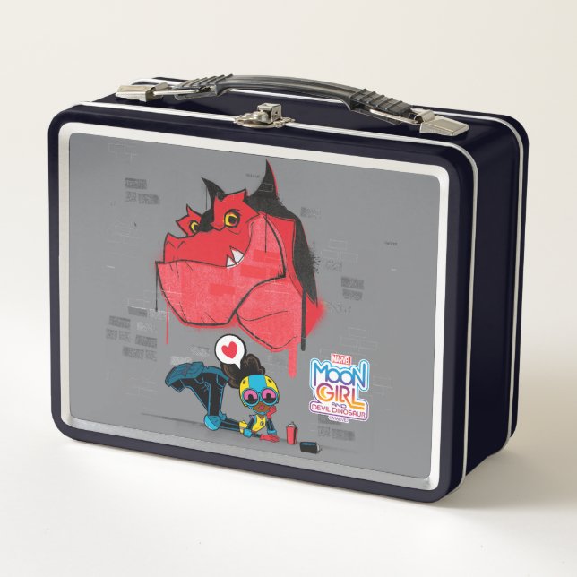 Moon Girl and Devil Dinosaur Graffiti Painting Metal Lunch Box (Front)