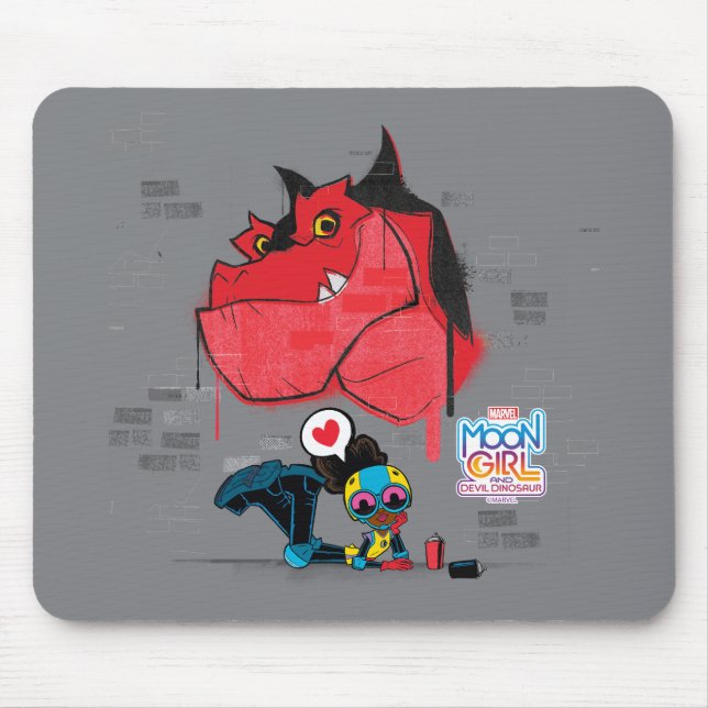 Moon Girl and Devil Dinosaur Graffiti Painting Mouse Pad (Front)