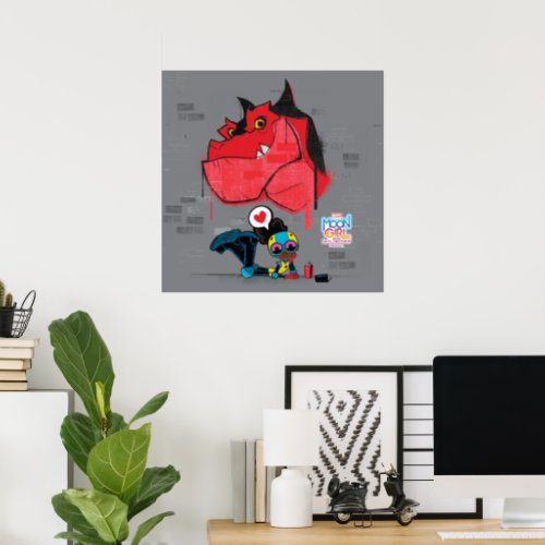 Moon Girl and Devil Dinosaur Graffiti Painting Poster