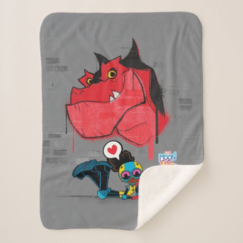 Moon Girl and Devil Dinosaur Graffiti Painting Sherpa Blanket