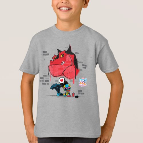 Moon Girl and Devil Dinosaur Graffiti Painting T_Shirt