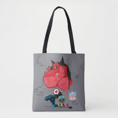 Moon Girl and Devil Dinosaur Graffiti Painting Tote Bag