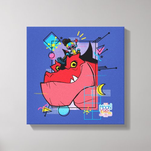 Moon Girl and Devil Dinosaur Memphis Pop Graphic Canvas Print
