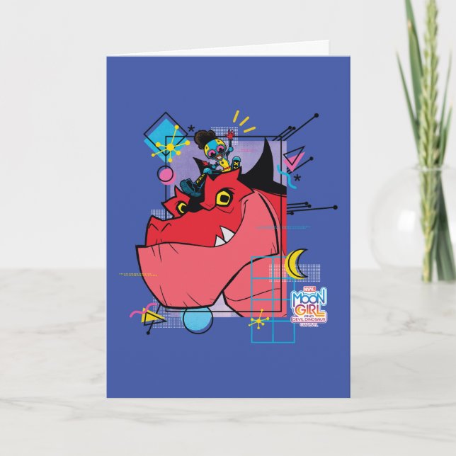 Moon Girl and Devil Dinosaur Memphis Pop Graphic Card (Front)