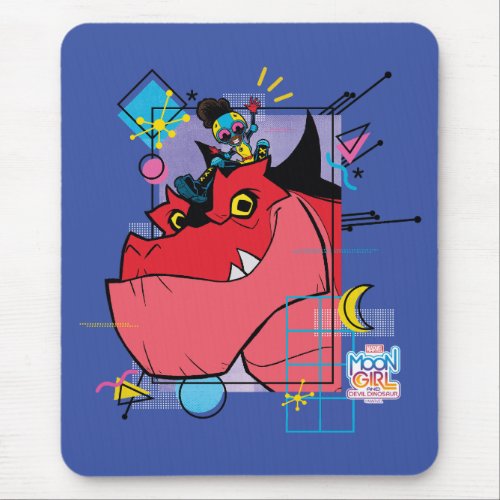 Moon Girl and Devil Dinosaur Memphis Pop Graphic Mouse Pad