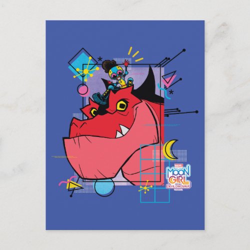 Moon Girl and Devil Dinosaur Memphis Pop Graphic Postcard