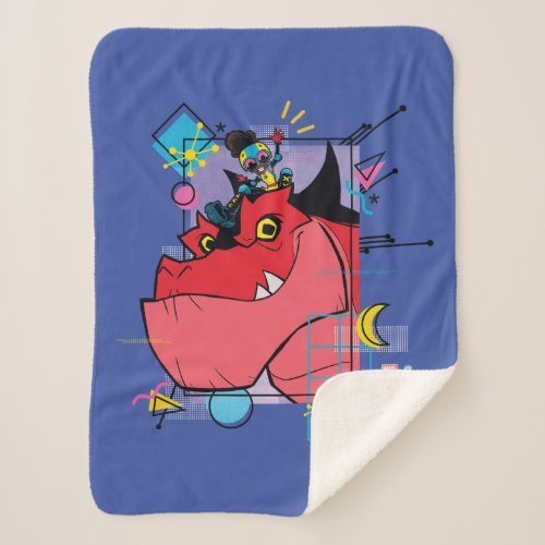 Moon Girl and Devil Dinosaur Memphis Pop Graphic Sherpa Blanket