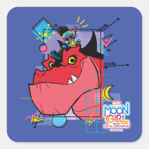 Moon Girl and Devil Dinosaur Memphis Pop Graphic Square Sticker