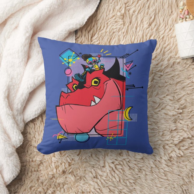 Moon Girl and Devil Dinosaur Memphis Pop Graphic Throw Pillow (Blanket)