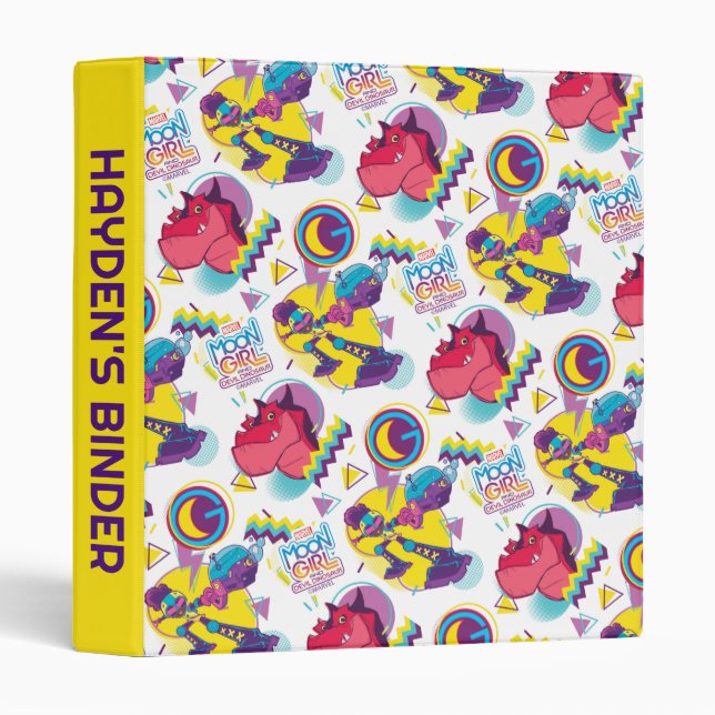 Moon Girl and Devil Dinosaur Memphis Pop Pattern 3 Ring Binder (Front/Spine)