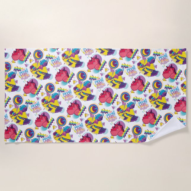 Moon Girl and Devil Dinosaur Memphis Pop Pattern Beach Towel (Front)