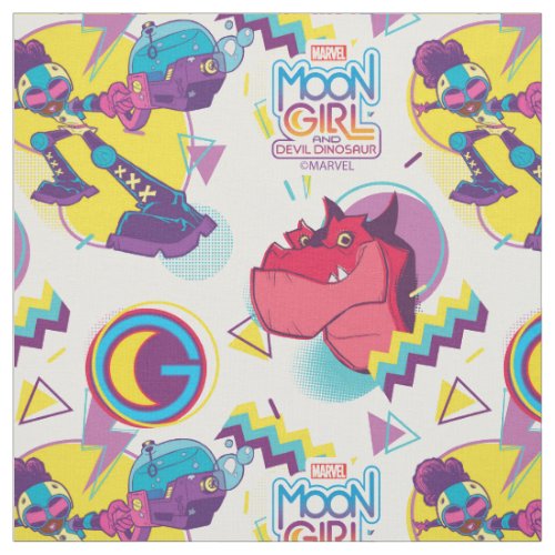 Moon Girl and Devil Dinosaur Memphis Pop Pattern Fabric