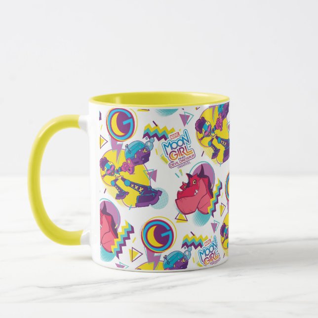 Moon Girl and Devil Dinosaur Memphis Pop Pattern Mug (Left)