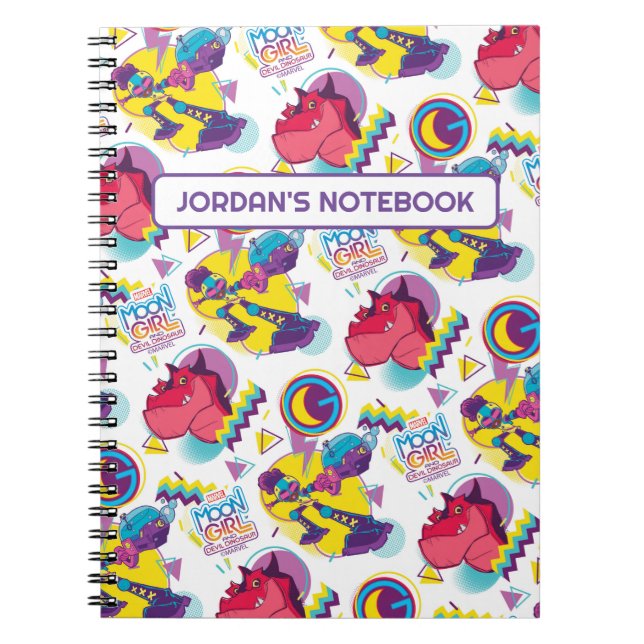 Moon Girl and Devil Dinosaur Memphis Pop Pattern Notebook (Front)