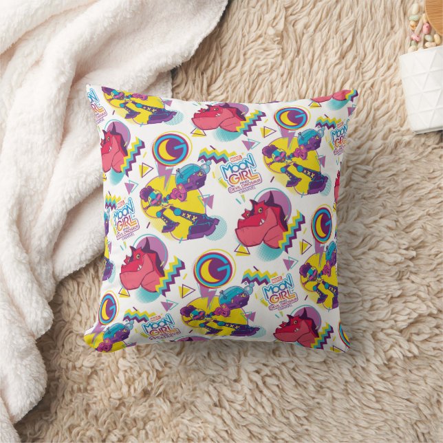 Moon Girl and Devil Dinosaur Memphis Pop Pattern Throw Pillow (Blanket)