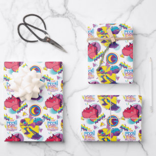 Moon Girl and Devil Dinosaur Memphis Pop Pattern Wrapping Paper Sheets