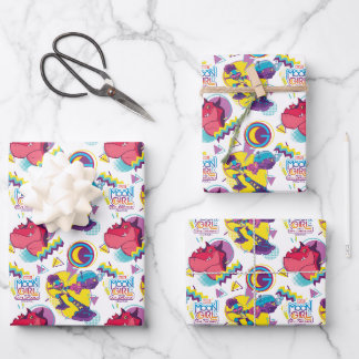 Moon Girl and Devil Dinosaur Memphis Pop Pattern Wrapping Paper Sheets