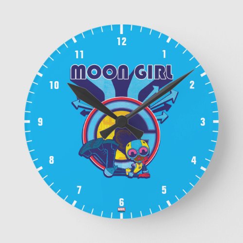 Moon Girl Arrow Icon Graphic Round Clock