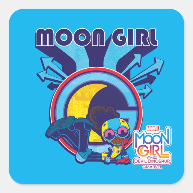 Moon Girl Arrow Icon Graphic Square Sticker (Front)