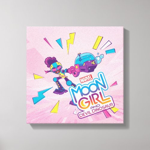 Moon Girl Bubble Maker Pastel Pop Graphic Canvas Print