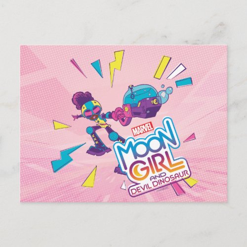 Moon Girl Bubble Maker Pastel Pop Graphic Postcard