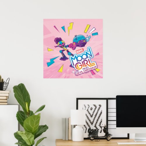 Moon Girl Bubble Maker Pastel Pop Graphic Poster