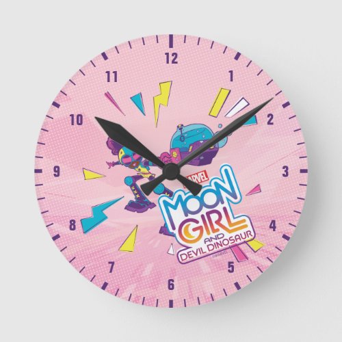 Moon Girl Bubble Maker Pastel Pop Graphic Round Clock