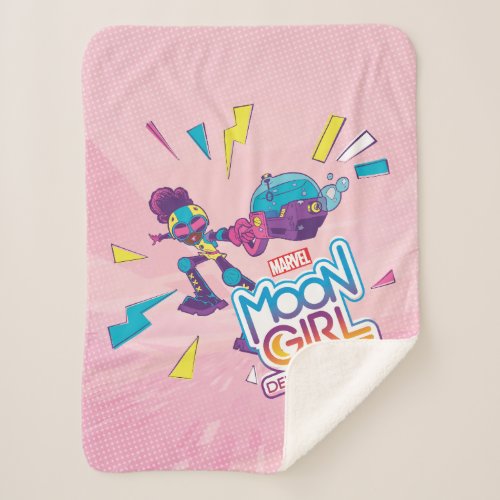 Moon Girl Bubble Maker Pastel Pop Graphic Sherpa Blanket
