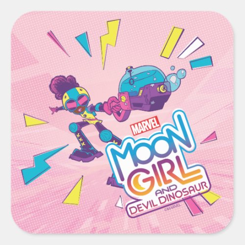Moon Girl Bubble Maker Pastel Pop Graphic Square Sticker
