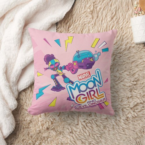 Moon Girl Bubble Maker Pastel Pop Graphic Throw Pillow