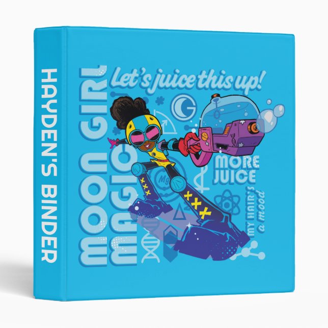 Moon Girl Bubble Maker Quote Graphic 3 Ring Binder (Front/Spine)