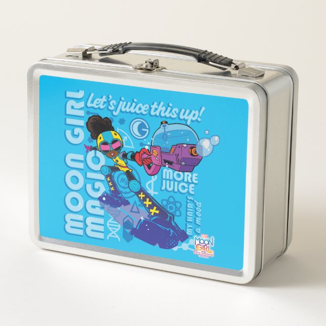 Moon Girl Bubble Maker Quote Graphic Metal Lunch Box (Front)