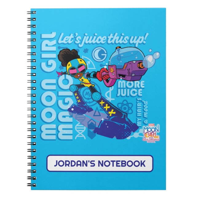 Moon Girl Bubble Maker Quote Graphic Notebook (Front)