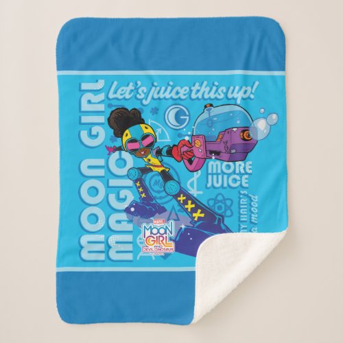 Moon Girl Bubble Maker Quote Graphic Sherpa Blanket