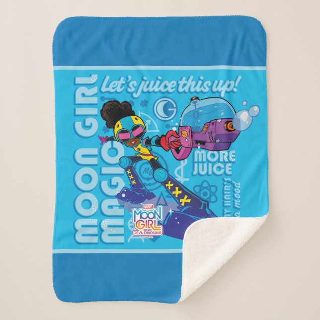 Moon Girl Bubble Maker Quote Graphic Sherpa Blanket (Front)