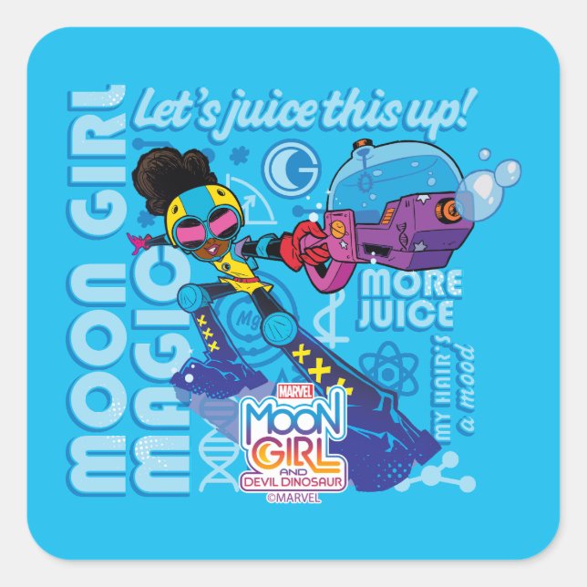 Moon Girl Bubble Maker Quote Graphic Square Sticker (Front)