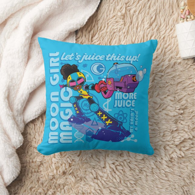 Moon Girl Bubble Maker Quote Graphic Throw Pillow (Blanket)