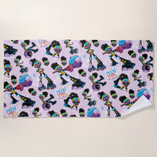 Moon Girl Character Pose Pattern Beach Towel