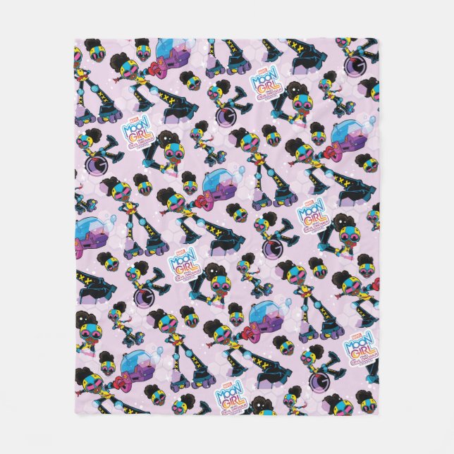 Moon Girl Character Pose Pattern Fleece Blanket (Front)