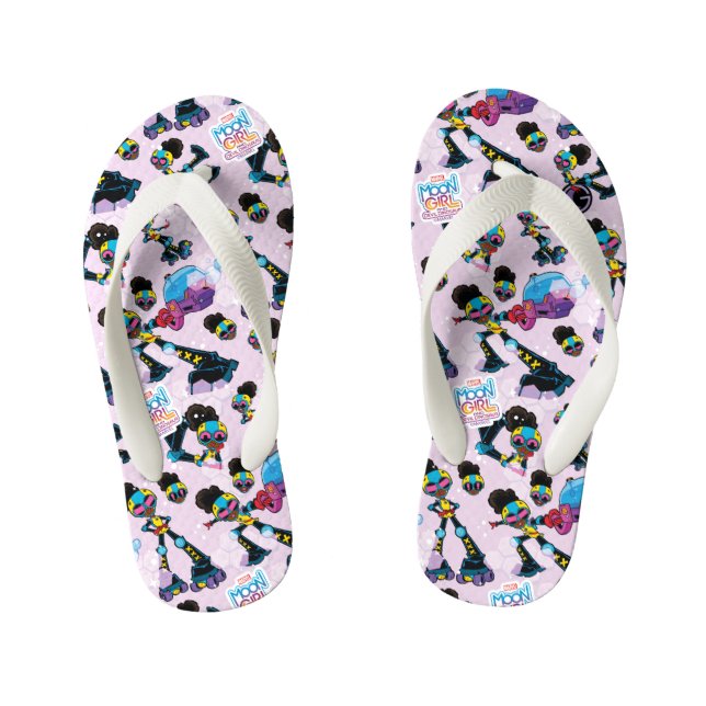 Moon Girl Character Pose Pattern Kid's Flip Flops (Footbed)
