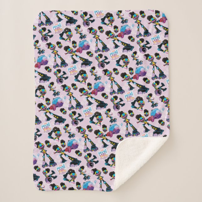 Moon Girl Character Pose Pattern Sherpa Blanket (Front)