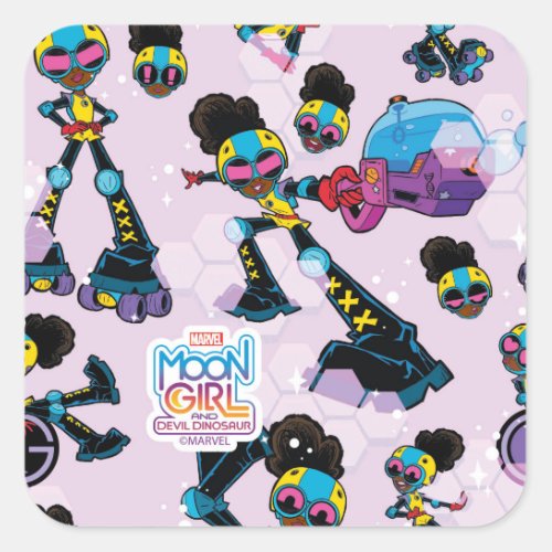Moon Girl Character Pose Pattern Square Sticker