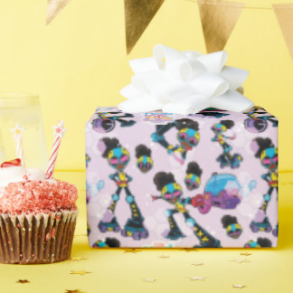 Moon Girl Character Pose Pattern Wrapping Paper