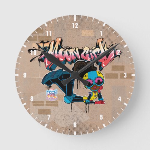 Moon Girl Graffiti Painting Round Clock