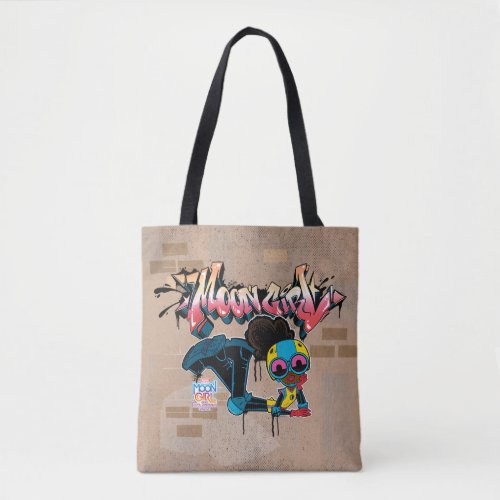 Moon Girl Graffiti Painting Tote Bag