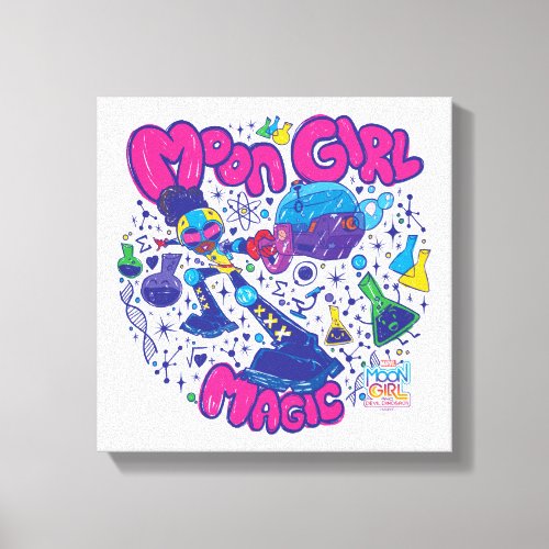 Moon Girl Magic Science Doodle Graphic Canvas Print