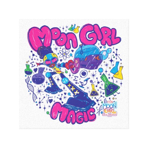 Moon Girl Magic Science Doodle Graphic Canvas Print