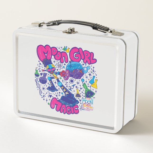 Moon Girl Magic Science Doodle Graphic Metal Lunch Box (Front)