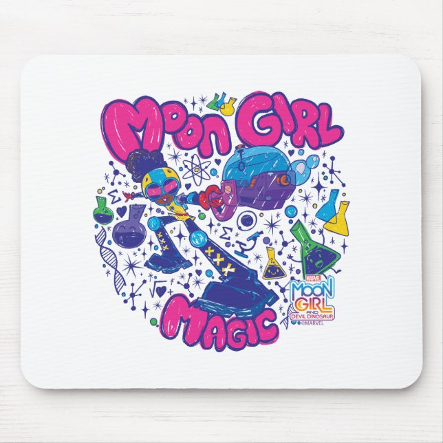 Moon Girl Magic Science Doodle Graphic Mouse Pad (Front)